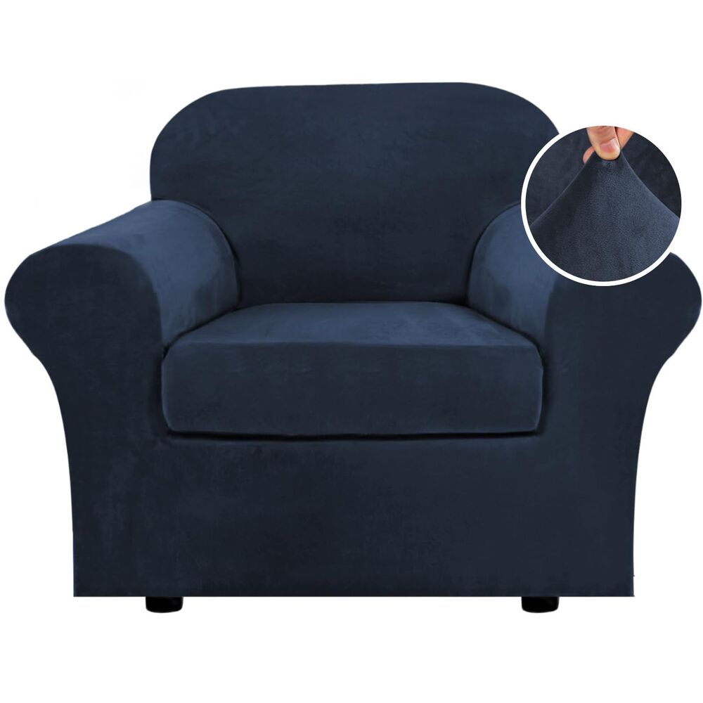 Velvet Armchair Slipcover, Navy